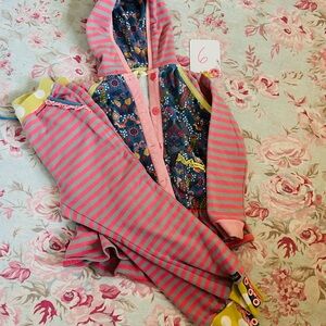 Matilda Jane Pink and Gray Striped Hoodie and Pants Set